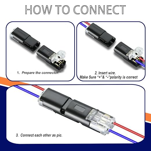 50 Pack Low Voltage Wire Connector, Led Strip Lights Double Wire Plug-in Led - Image 2