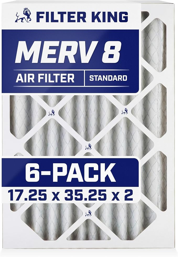 Filter King 17.25x35.25x2 Air Filter | 6-PACK | MERV 8 HVAC Pleated A/C Furnace by FilterKing