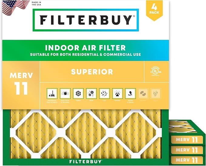 Filterbuy 18x18x1 Air Filter MERV 11 Superior Pet & Allergy Defense, by Filterbuy