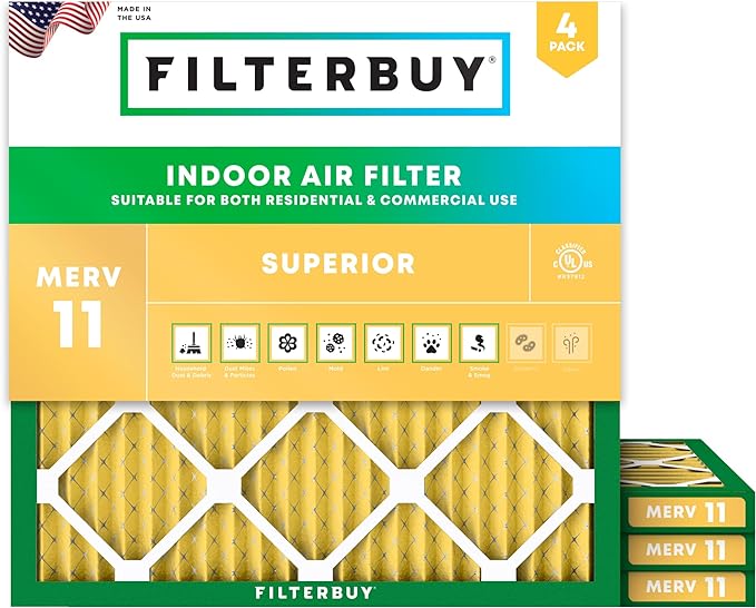 Filterbuy 17x17x1 Air Filter MERV 11 Superior Pet & Allergy Defense, by Filterbuy