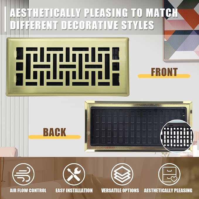 Air Floor Vent Adjustable Register 4x12 Inch Floor Register Vents - Image 2