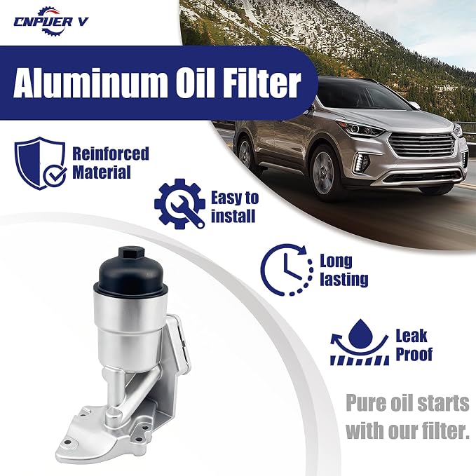 Oil Filter Housing Assembly, Complete Aluminum Plastic Cap Engine Oil Cooler - Image 6