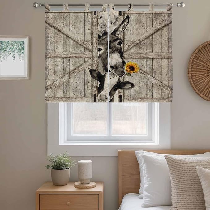 Funny Farm Animals Bedroom Curtains 63 Inch Length, Window Curtains Tab Top - Image 9