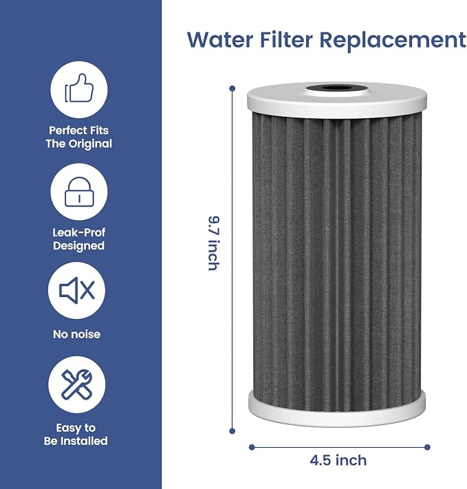 4.5"x10" 5 Micron Carbon Sediment Water Filter Replacement Cartridge Compatible - Image 4