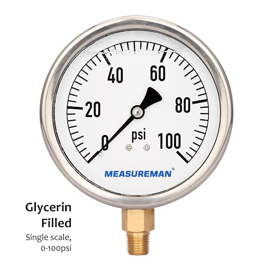 MEASUREMAN 4" Dial Size, Glycerin Filled Plumbing Pressure Gauge, Stainless - Image 3