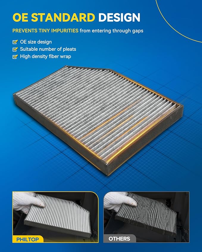 PHILTOP Cabin Air Filter w/Activated Carbon, Compatible - Image 2