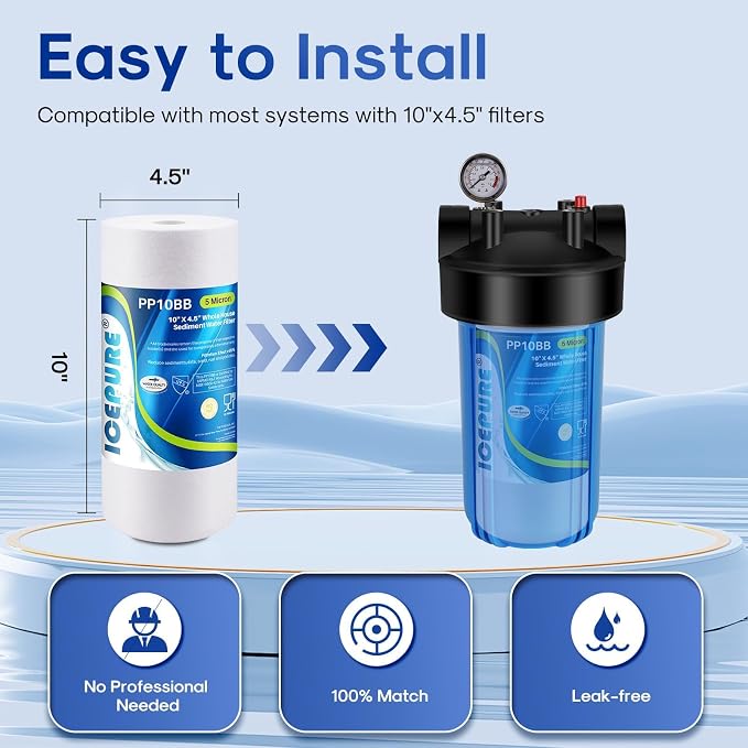 ICEPURE PP10BB 5 Microns 10" x 4.5" Whole House Sediment Water Filter - Image 6