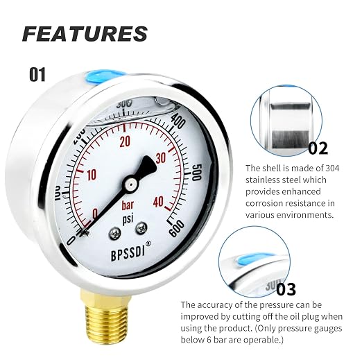 0-200 Psi Glycerin Liquid Filled Low Pressure Gauge, 2.5" Dial Size, 1/4" NPT - Image 5