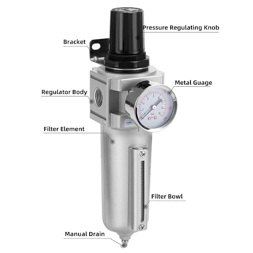 NANPU Industrial Grade Heavy Duty Particulate Filter & Air Regulator, Metal Bowl - Image 3