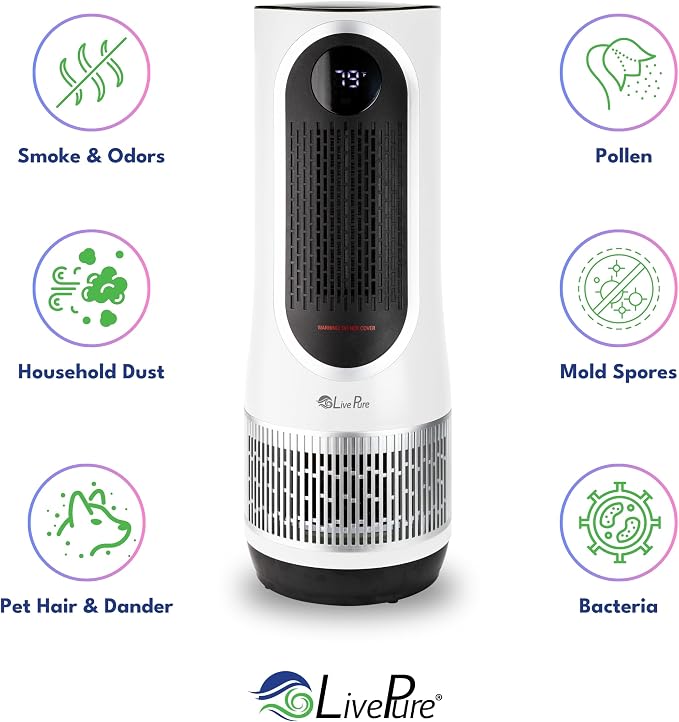 LivePure 3-in-1 LP500 Clean Heat Air Purifier & Electric Heater – Oscillating - Image 7