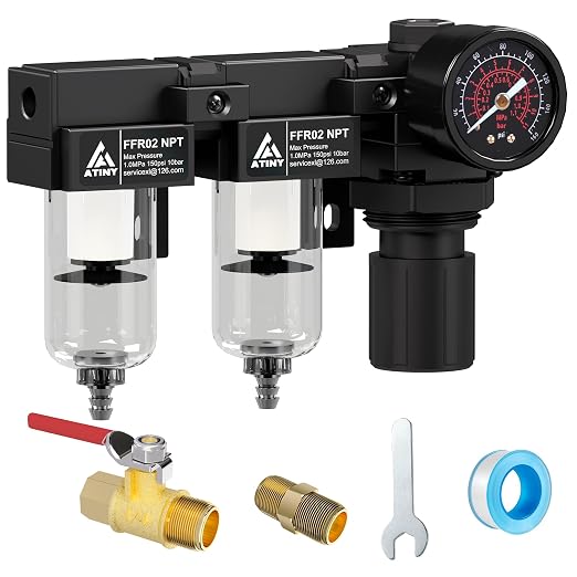 1/4" NPT Air Dryer for Compressor, Air Pressure Regulator Filter Combo by ATINY