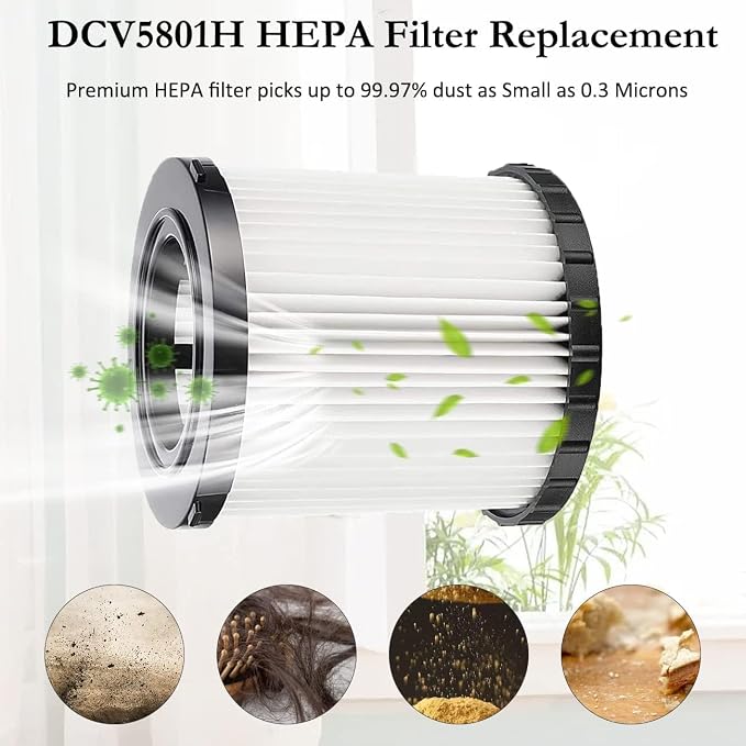 2 Pack DCV5801H Wet/Dry Vacuum HEPA Replacement Filter Compatible - Image 3