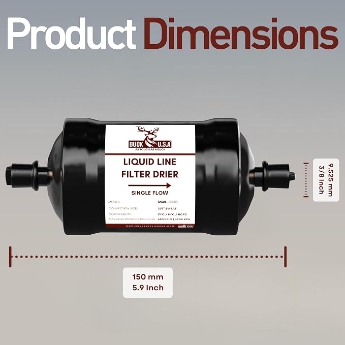 2 Pack Buck Single Flow Refrigerant Liquid Line Filter Drier 3/8" ODF Sweat - Image 5