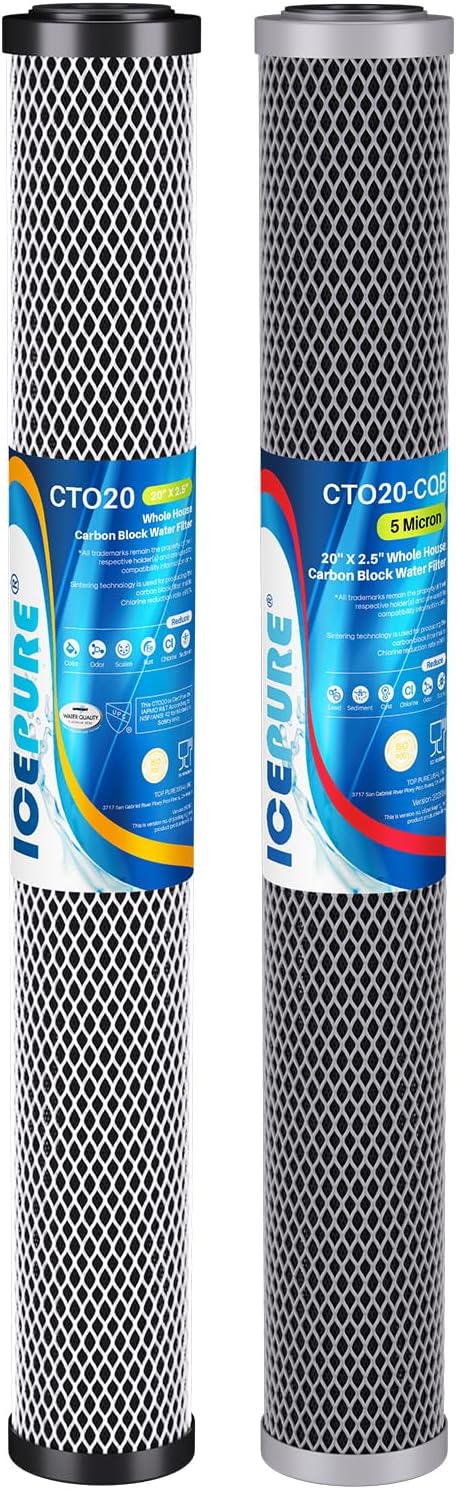 ICEPURE 2.5"x 20" Whole House Carbon Sediment Water Filter High Capacity Combo by ICEPURE