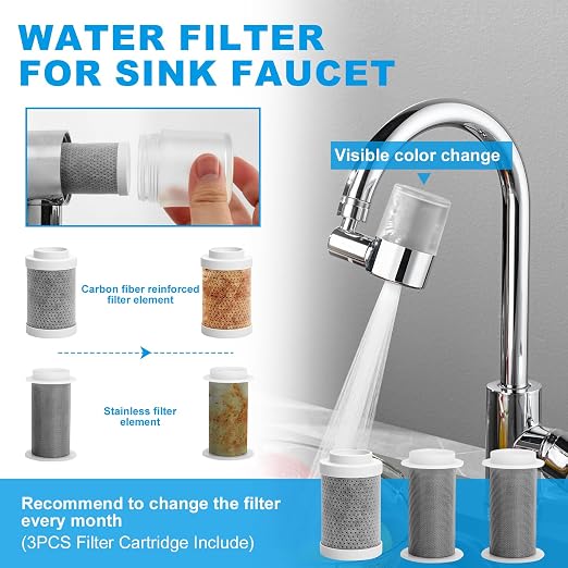 Sink Water Filter Faucet, 720 ° Rotating Kitchen Faucet Water Purifier - Image 6