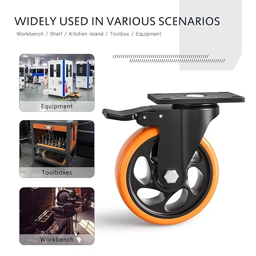 5 Inch Heavy Duty Caster Wheels, Industrial Casters Set of 4 Load 2000lbs - Image 7