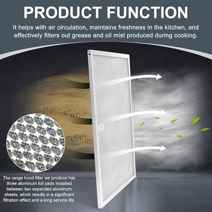 BPS1FA30 Range Hood Grease Filter 11-3/4" x 14-1/4" Multi-layer Aluminum Mesh - Image 6