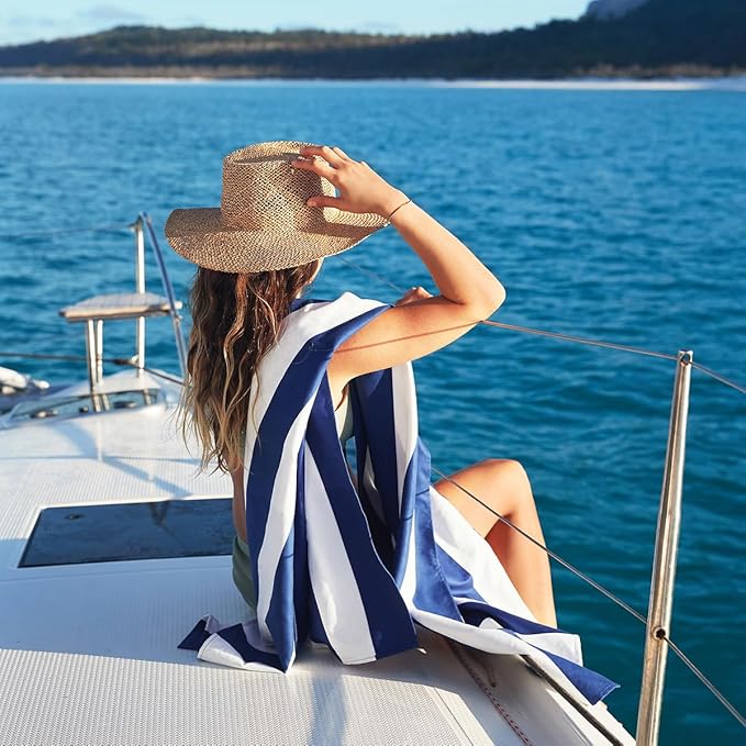 Dock & Bay Beach Towel - Quick Dry, Sand Free - Compact, Lightweight - 100% Recycled - Includes Bag - Set of 4 - Blue Hues, Extra Large (200x90cm, 78x35)
