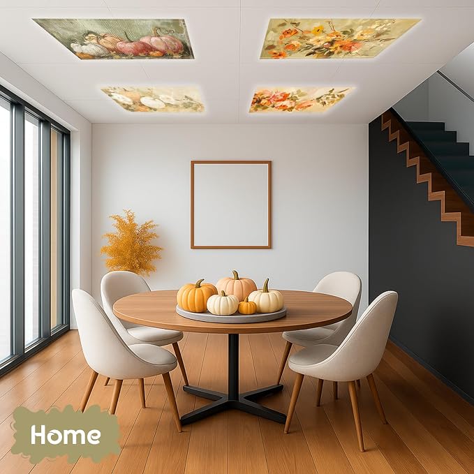 Glooglitter 4 Pcs Fall Fluorescent Light Covers 4 x 2 ft Pumpkin Magnetic - Image 5