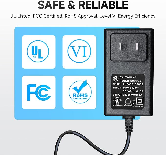 UL Listed 24V 0.5A 6ft Extra Long Power Supply Adapter - Image 5