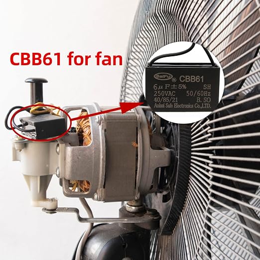 CBB61 Capacitor 6uf 250V AC Ceiling Fan 2 Wire 50/60Hz - Image 4