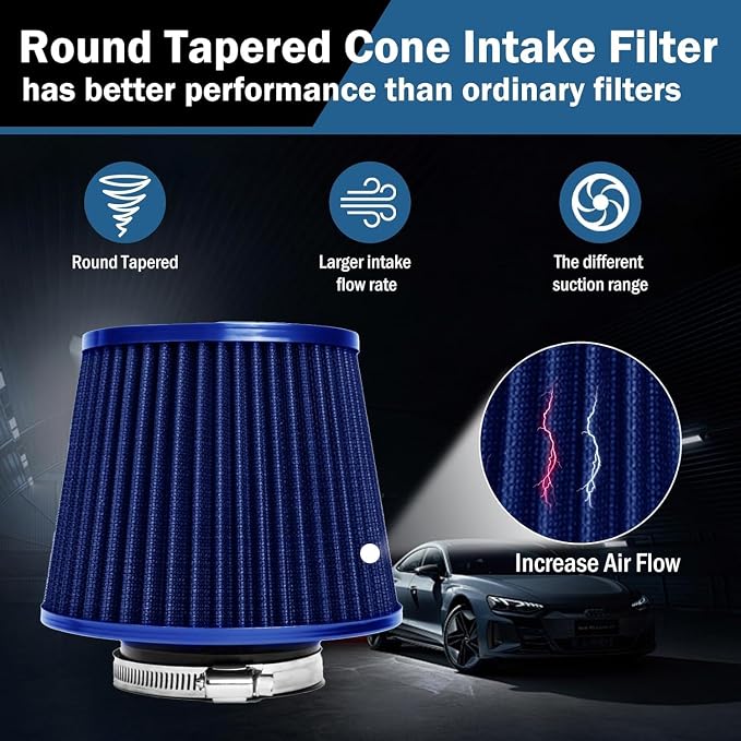 Universal Clamp-On Air Intake Filter, High Performance, Washable Filter - Image 5