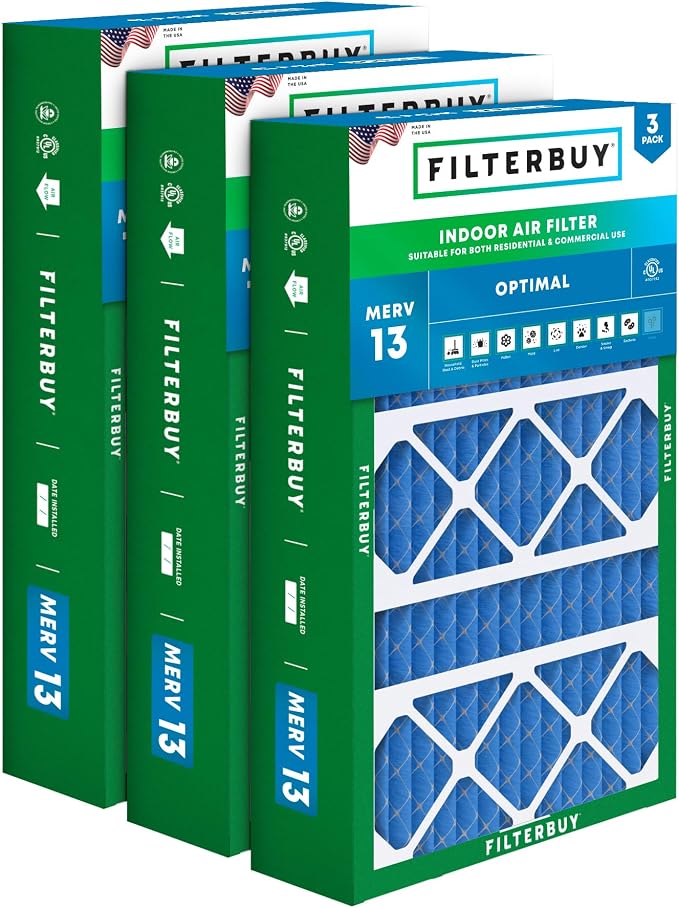 Filterbuy 15.75x27.63x3.50 Air Filter MERV 13 Optimal Smoke & Allergy Defense by Filterbuy