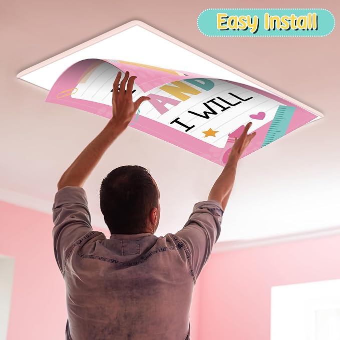 8Pcs Classroom Light Covers for Fluorescent Lights, Pastel Positive Rainbow - Image 4