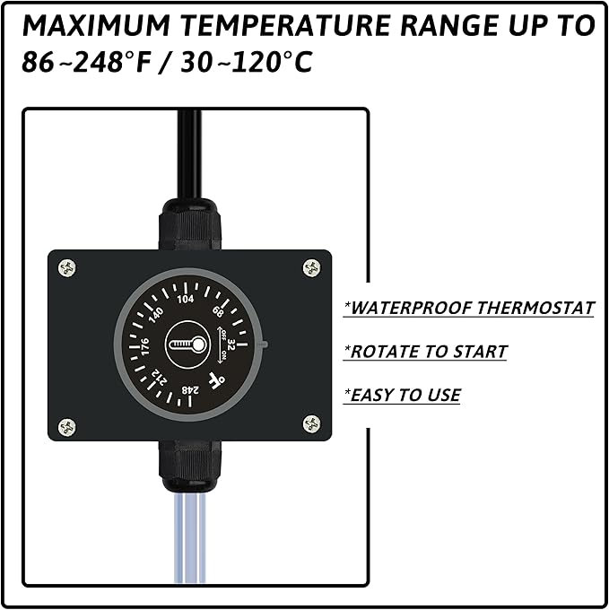 2000W Immersion Water Heater Portable Electric Hot Tub & pool Fully Submersible Water Heater with Temp Control for Bathtub, Bucket, inflatable pool, above ground pool, baptistry & spa tub