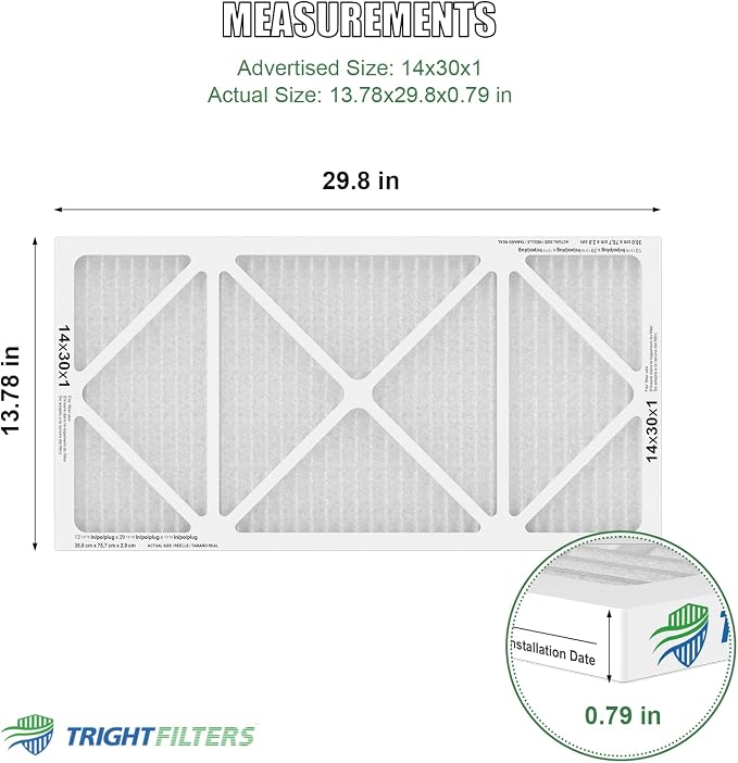 14x30x1 Air Filter 6 Pack, Durable MERV 8 Pleated Home HVAC AC Furnace Filters - Image 2