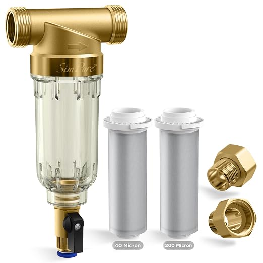 SimPure 40/200 Micron Spin Down Sediment Filter, Reusable Whole House Sediment by SimPure_Water