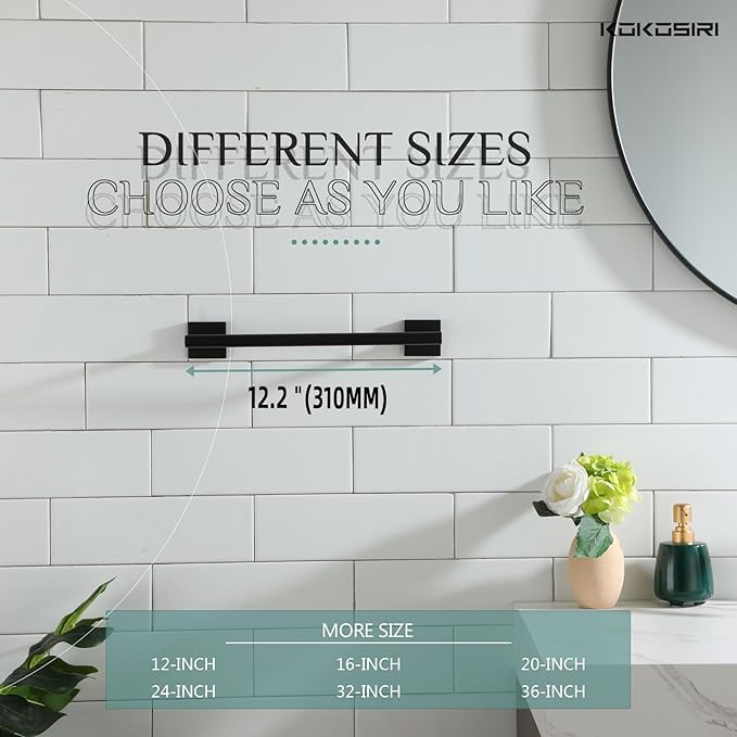 KOKOSIRI Bathroom Towel Bars 12 Inch Towel Ring Matte Black 30CM Hand Towel Holder for Bath Kitchen Wall Stainless Steel B4005BK-L12