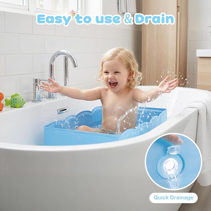 Collapsible Baby Bathtub for Shower,Reinforced Structure Infant Foldable Bath Tub with Non-Slip Base,Portable Space-Saving Kids Bath Tub for 6M to 4Years,Suitable for Outdoor, Travel Use(Blue)