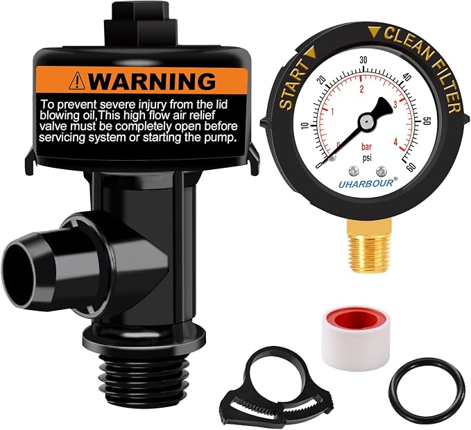 Air Relief Valve with Pool Filter Pressure Gauge, Air Relief Valve Highly by UHARBOURINSTRUMENT