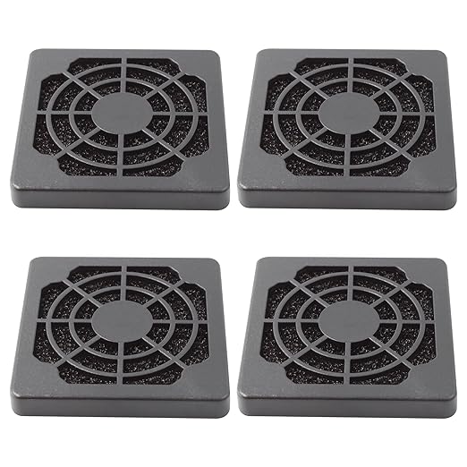 4 Pcs 50mm Black Square Plastic Cooling Fan Filter Cover, Dust Screen by Adyoney