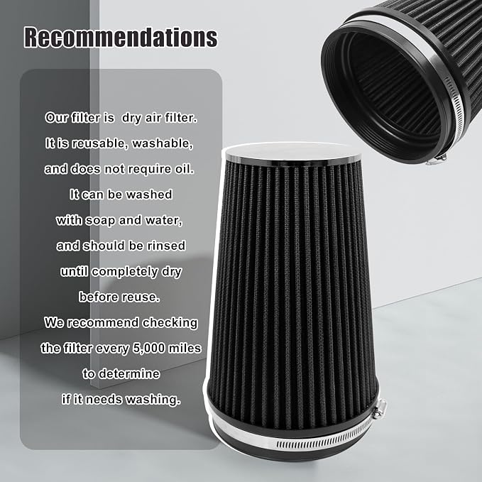RYANSTAR 152mm 6" High Flow Round Tapered Cone Closed-Top Washable Clamp-On Dry - Image 6