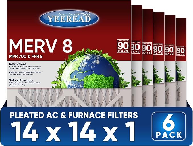 14x14x1 MERV 8 Air Filters 6-Pack, Actual Size 13.7" x 13.7" x 0.75" – by Unknown