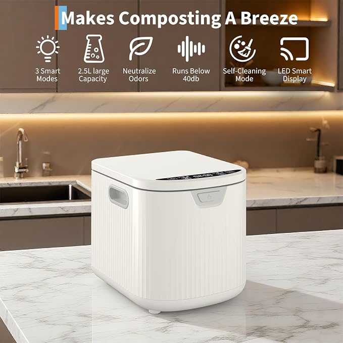 2.5L Electric Composter Countertop, 3 Modes Kitchen Smart Compost Bin - Image 2