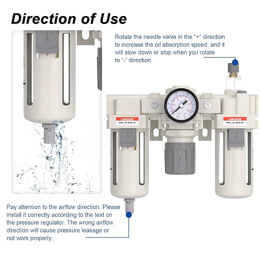 AIRZOE 1/2” NPT Air Compressor Filter, Regulator and Lubricator Combos FRL - Image 4