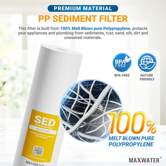 Max Water 1 Micron 20 x 4.5 Sediment Filter 20 inch Whole House BB Water - Image 3