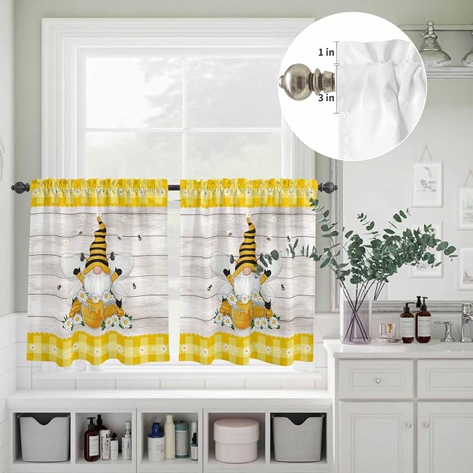 Yellow Gnomes Kitchen Curtains Set 3 Piece - Image 5