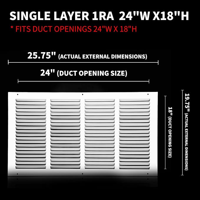 Return Vent Cover 24x18, Air Return Vent Cover, Flat Vent Cover, Rejillas De - Image 2