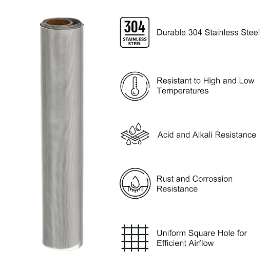 PATIKIL 40" L x 16" W Woven Wire Mesh, 120 Mesh 304 Stainless Steel Air Vent - Image 3