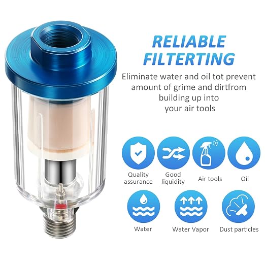 3 Pcs Compressed Air Filter Water Oil Separator 1/4 Inch NPT Inlet and Outlet - Image 5
