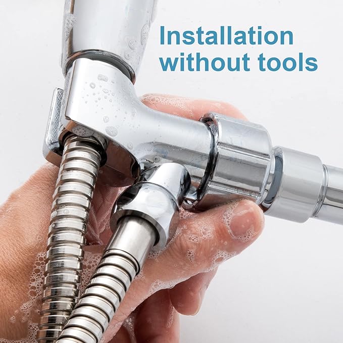 OFFO Shower Head Holder with Solid Metal Ball Joint for Handheld Shower Head, Adjustable Shower Arm Mount for Connecting Shower Arm and Shower Hose, 1/2 in IPS Female Inlet and Male Outlet, Chrome