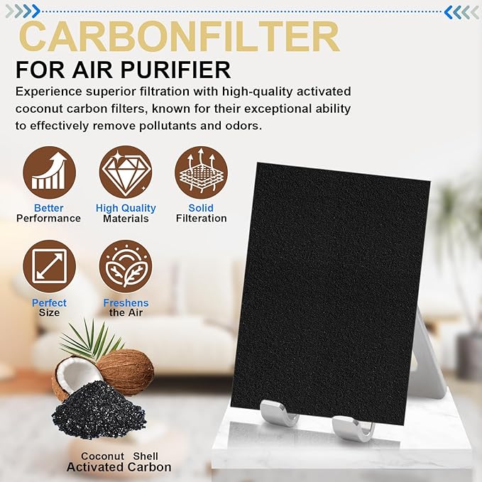 Dekiru 6 Pack Cut to Fit Activated Carbon Filter, Compatible - Image 4