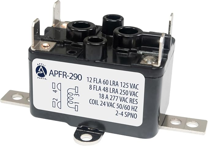 Appli Parts APFR-290 90-290, 24 VAC Coil, Heavy Duty Switching Fan Relay by APPLIPARTS