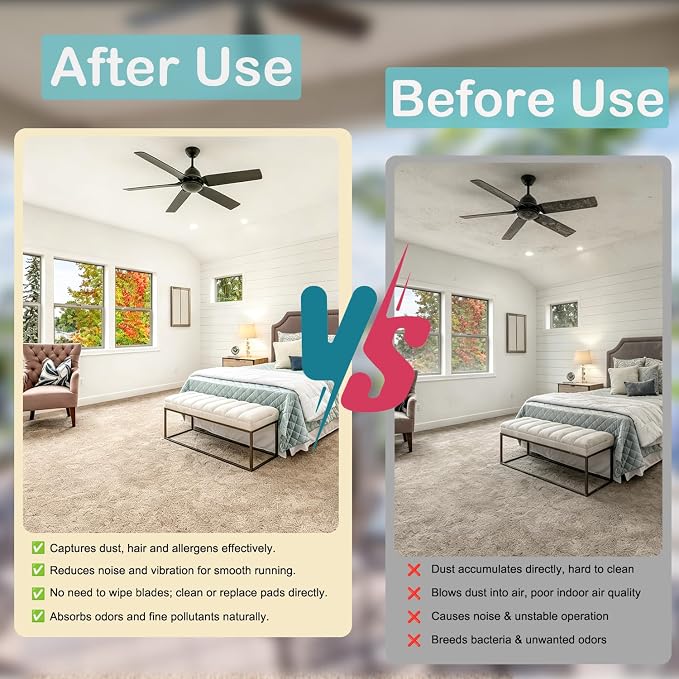10 Pack Ceiling Fan Filter for Blades, Activated Carbon Ceiling Fan Air - Image 5