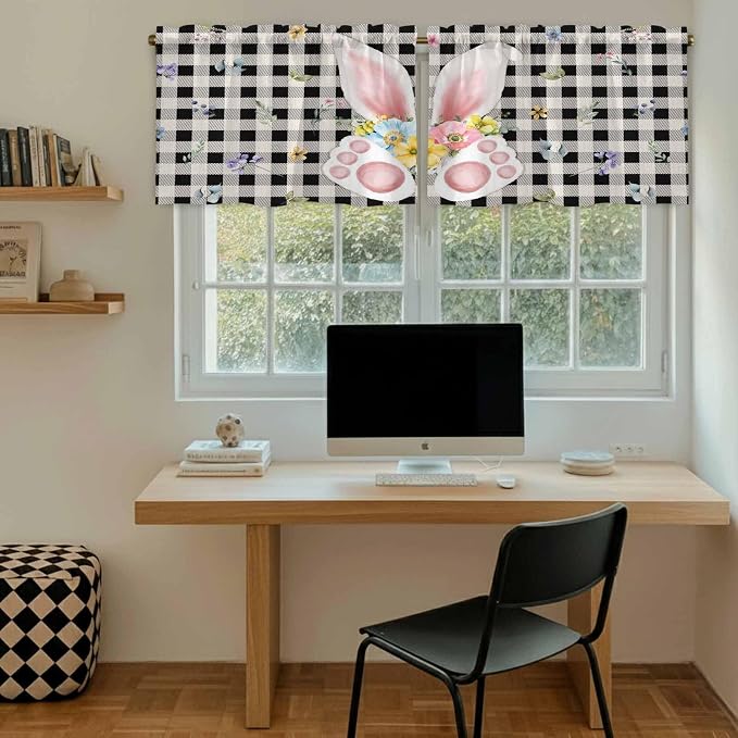 Easter Kitchen Tier Curtains 24 Inch Long 2 Panel Set, Rod Pocket Cafe Small - Image 6
