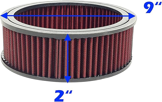 Round Washable Air Filter Cleaner Red Element Replacement Filter Flow Kit - Image 3